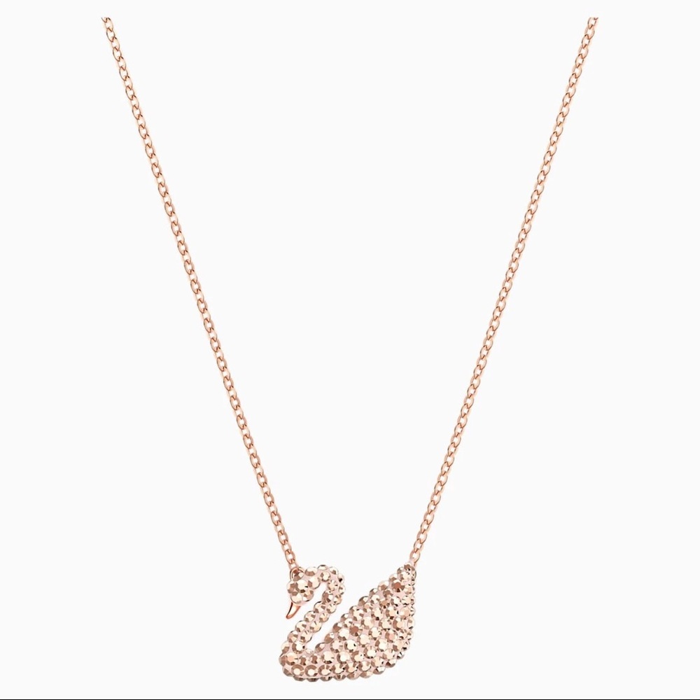 Swarovski Iconic Swan pendant - Swan, White, Rose-gold tone plated